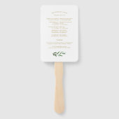 Elegante Gouden Folie Groen Bruiloft Programma's Handwaaier (Achterkant)