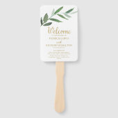 Elegante Gouden Folie Groen Bruiloft Programma's Handwaaier (Voorkant)