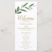 Elegante gouden folie groene trouwprogramma's programmakaart (Voorkant)