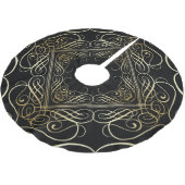 Elegante gouden folie look filigraan scrollwork zw kerstboom rok (Gekanteld)