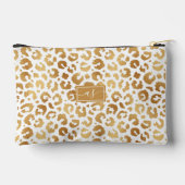 Elegante gouden folie luipaard print wit monogram etui (Achterkant)