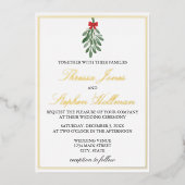 Elegante gouden folie maretak bruiloft uitnodiging (Voorkant)