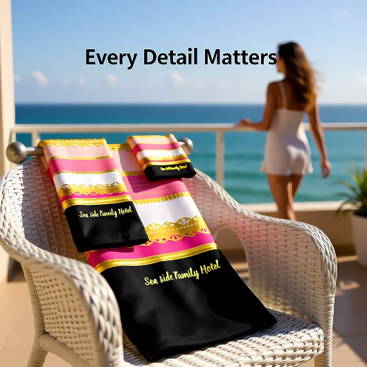 Elegante gouden folie met roze en witte Stripe Bat Bad Handdoek