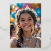 Elegante gouden folie Quinceañera uitnodiging kroo (Achterkant)