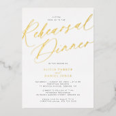 Elegante gouden folie script bruiloft repetitie di uitnodiging (Voorkant)