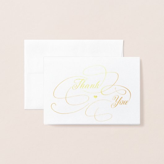 Elegante gouden folie script foto bruiloft dank u kaarten (Voorkant met envelop)