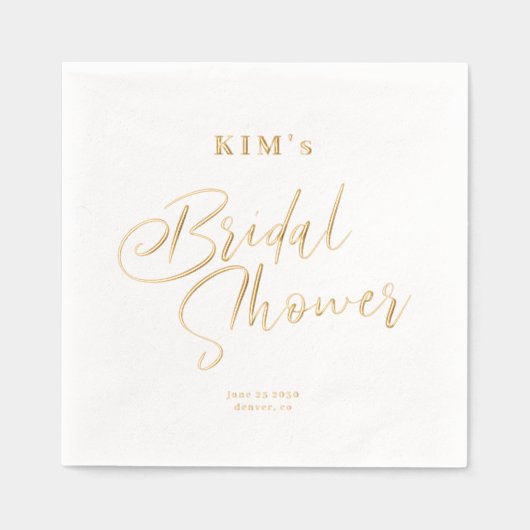 Elegante gouden folie script vrijgezellenfeest par folie servetten (Voorkant)