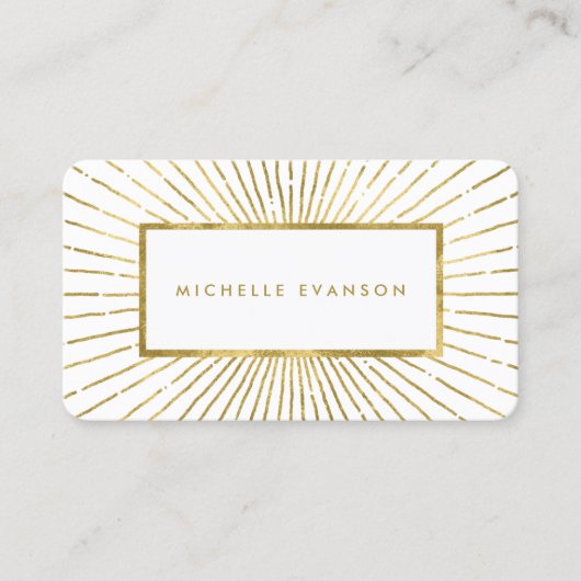 Elegante gouden folie Sunburst Professional Visitekaartje (Voorkant)