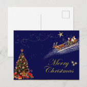 Elegante gouden folie Vrolijk Kerstman Rendier Feestdagenkaart (Voorkant / Achterkant)