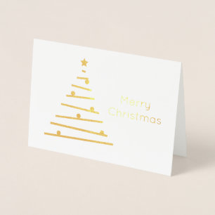 elegante gouden folie Vrolijke kerstboom Kaarten