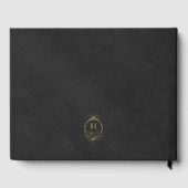 Elegante gouden folie & zwart fluweel imitatie bru gastenboek (Achterkant)