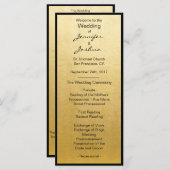 Elegante gouden folie zwart ontwerp bruiloft progr programmakaart (Voorkant / Achterkant)