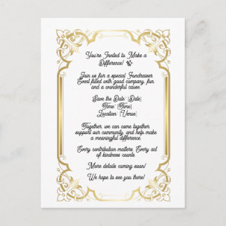 Elegante Gouden Fondsenwervende 'Save the Date'-ka Briefkaart