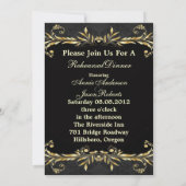 Elegante gouden formele repetitie diner uitnodigin kaart (Achterkant)