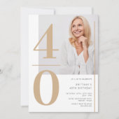 Elegante gouden foto 40e verjaardag uitnodiging (Voorkant)