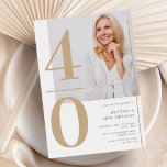 Elegante gouden foto 40e verjaardag uitnodiging<br><div class="desc">Elegante gouden foto 40e verjaardag uitnodiging</div>