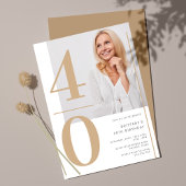 Elegante gouden foto 40e verjaardag uitnodiging
