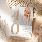 Elegante gouden foto 40e verjaardag uitnodiging