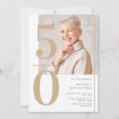 Elegante gouden foto 50e verjaardag kaart (Voorkant)