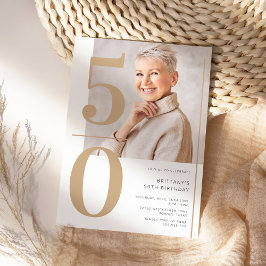 Elegante gouden foto 50e verjaardag kaart