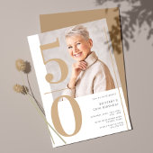 Elegante gouden foto 50e verjaardag kaart