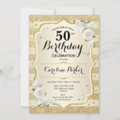 Elegante gouden foto 50e verjaardag kaart (Voorkant)