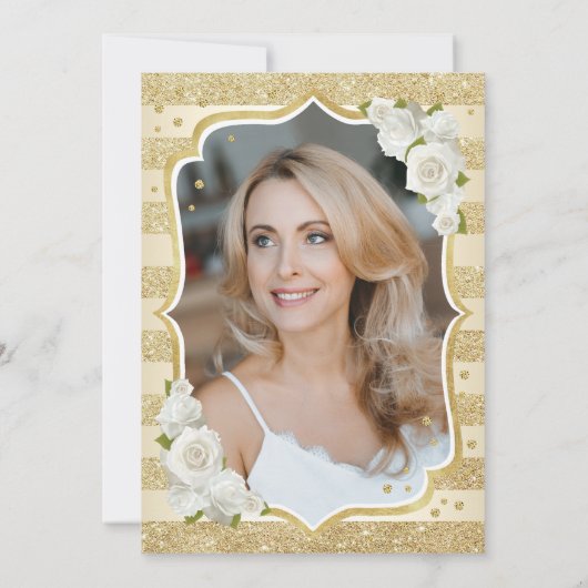 Elegante gouden foto 50e verjaardag kaart (Achterkant)