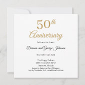 Elegante gouden foto 50ste huwelijksverjaardag kaart (Achterkant)