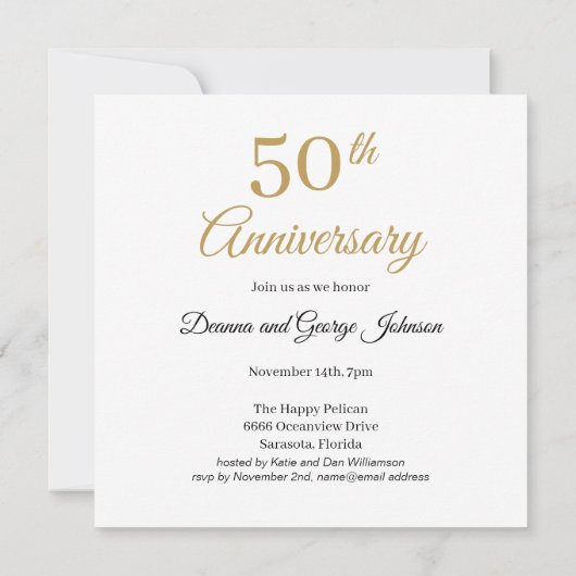Elegante gouden foto 50ste huwelijksverjaardag kaart (Achterkant)