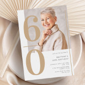 Elegante gouden foto 60e verjaardag kaart