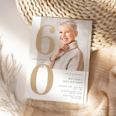 Elegante gouden foto 60e verjaardag kaart