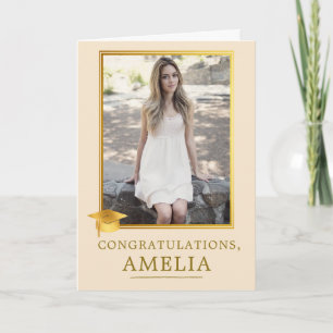 Elegante Gouden Foto Afstudeercongratulaties Kaart