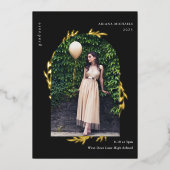 Elegante gouden foto afstudeerfolie uitnodiging (Voorkant)