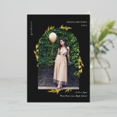 Elegante gouden foto afstudeerfolie uitnodiging (Staand Voorkant)