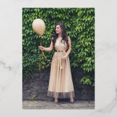 Elegante gouden foto afstudeerfolie uitnodiging (Achterkant)