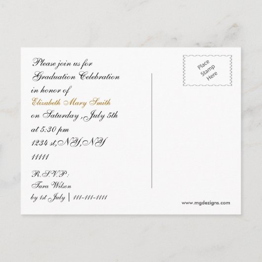 Elegante gouden foto Afstuderen Uitnodiging Briefkaart (Achterkant)