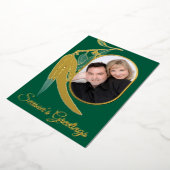 Elegante gouden foto Botanische Waterverf Kerst Folie Feestdagenkaart (Gedraaid)