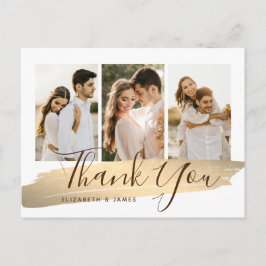 Elegante gouden foto bruiloft Dank u Briefkaart