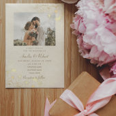 Elegante  gouden foto bruiloft kaart