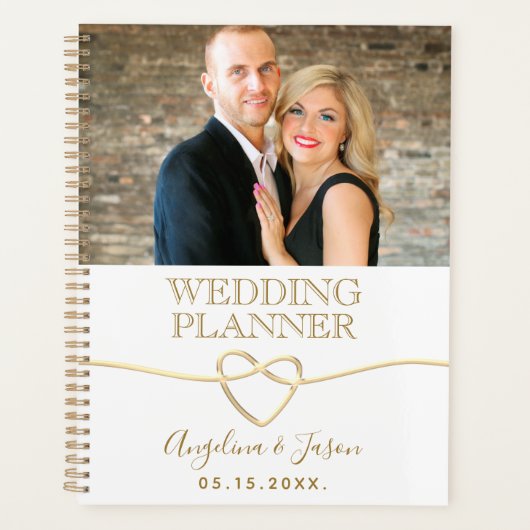 Elegante Gouden Foto Bruiloft Planner (Voorkant)