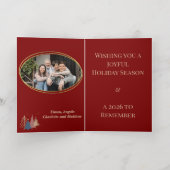 Elegante gouden foto Moderne kerstbomen Folie Wenskaart (Binnenlaag)