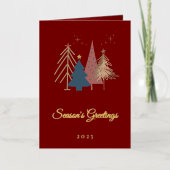 Elegante gouden foto Moderne kerstbomen Folie Wenskaart (Voorkant)