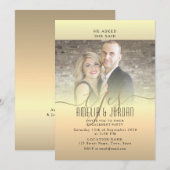 Elegante gouden foto verlovingsfeest uitnodiging (Voorkant / Achterkant)