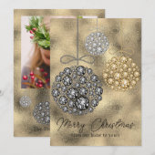 Elegante gouden foto Vrolijk Kerstfeest Feestdagenkaart (Voorkant / Achterkant)