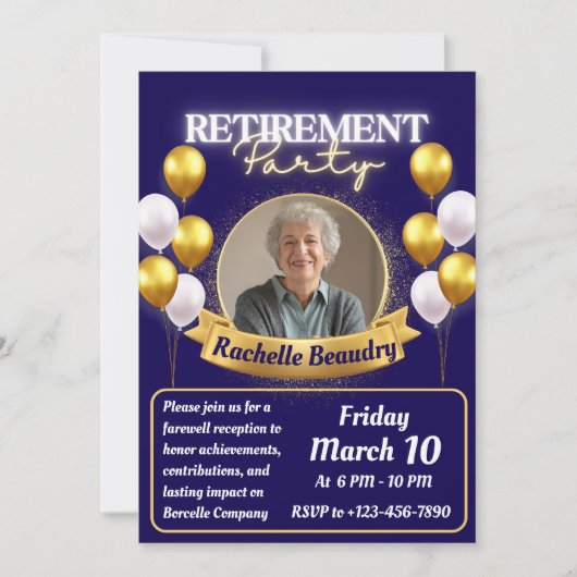 Elegante gouden fotobanner Pensioenfeest Kaart (Voorkant)