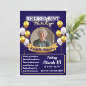 Elegante gouden fotobanner Pensioenfeest Kaart (Staand voorkant)