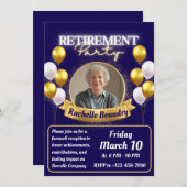 Elegante gouden fotobanner Pensioenfeest Kaart (Voorkant / Achterkant)