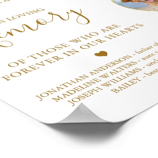 Elegante Gouden Fotocollage Hemel Bruiloft Herdenk Poster (Hoek)