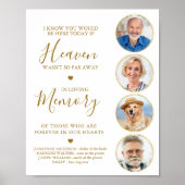 Elegante Gouden Fotocollage Hemel Bruiloft Herdenk Poster (Voorkant)