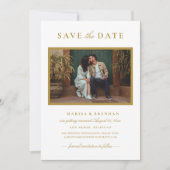Elegante gouden fotolijst bruiloft save the date (Voorkant)